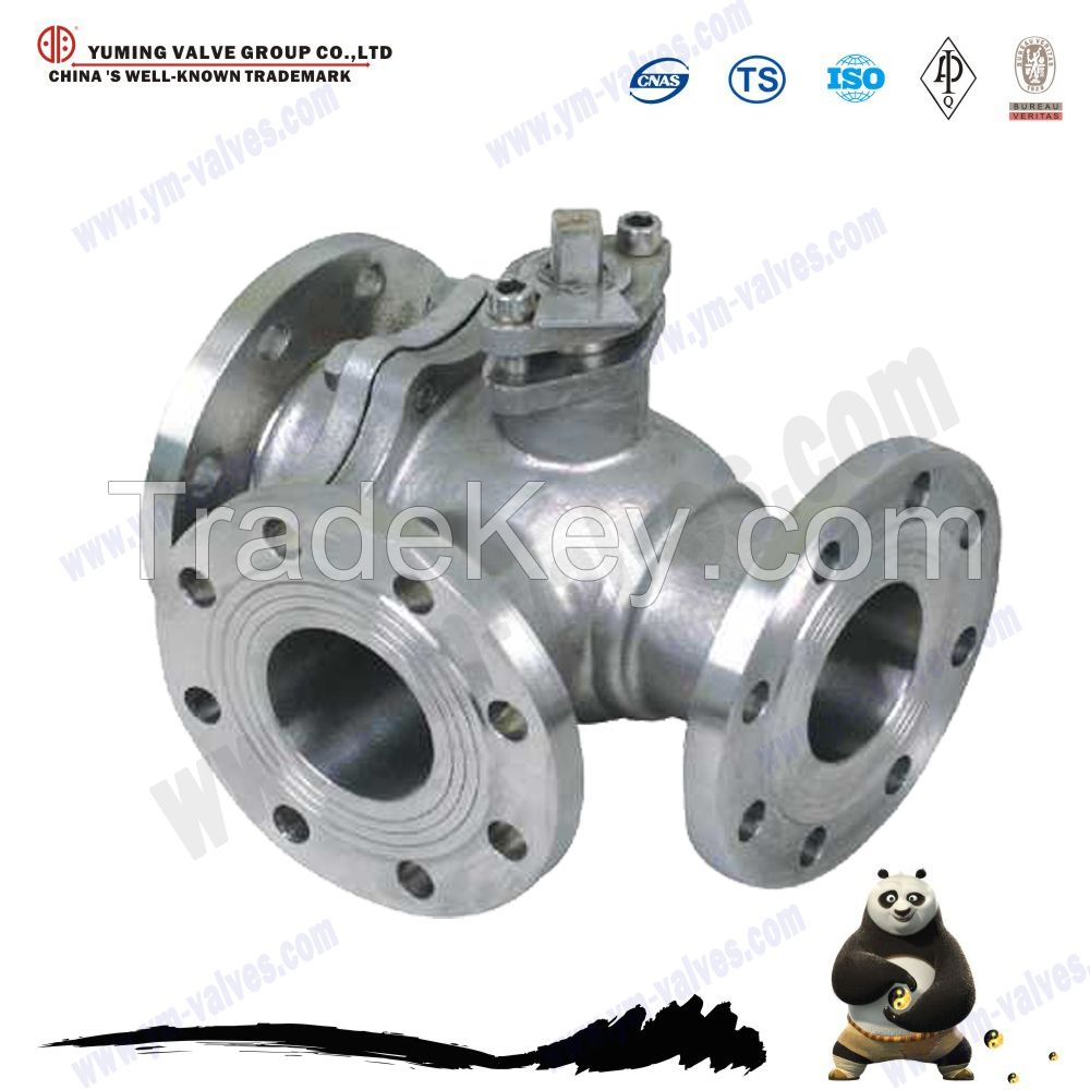 3 way tee stainless steel flange ball valve