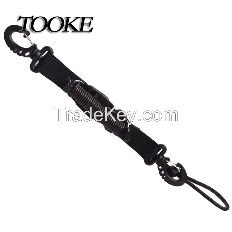 TOOKE Scuba Diving Dive Snappy Metal Coil Spiral Lanyard With Clips and Quick Release Buckle for hookup Camera