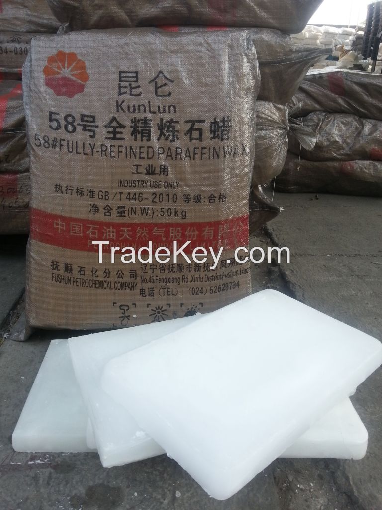 Fully,Semi Refined paraffin wax with low oil content,KunLun Brand,candle making material