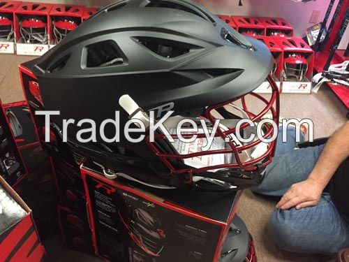 R Matte Black Lacrosse Helmet