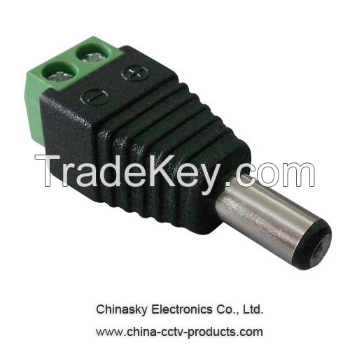 CCTV Camera Power Connector Male DC Plug with Screw Terminal, 2.1*5.5mm