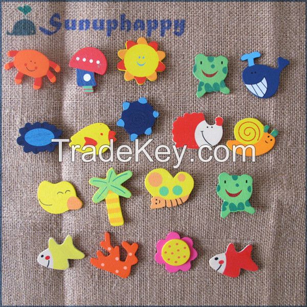 Factory supplier wholesale custom animal shape wooden fridge magnets