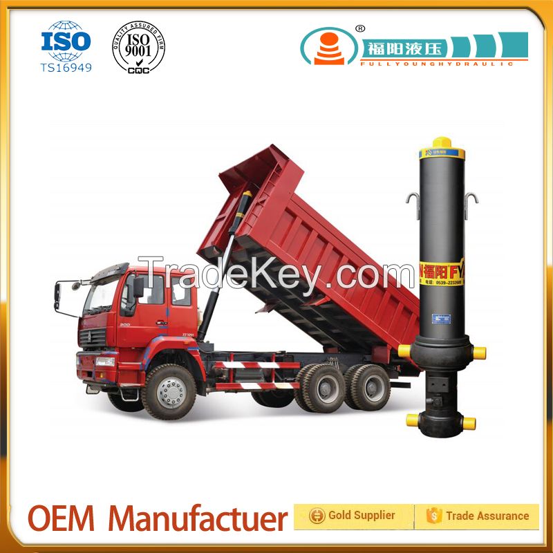 Front telescopic hydraulic cylinder used for HOWO, WECHAI, FOTON dumper truck, mining truck