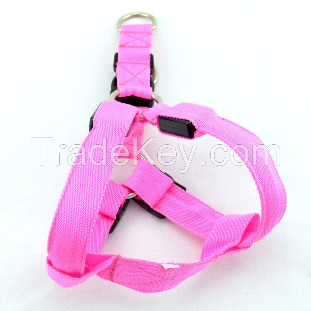 Wholesale Factory Price Nylon Flashing LED Dog harness LED Dog collar LED dog leash with 4 size