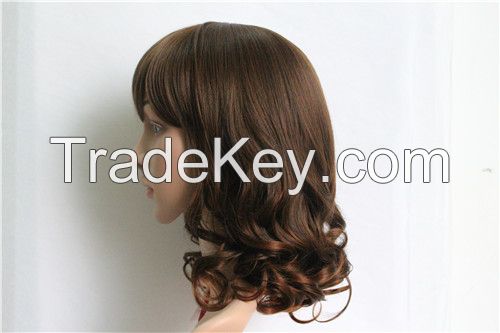 Middle Length Synthetic Fiber Hair Wigs