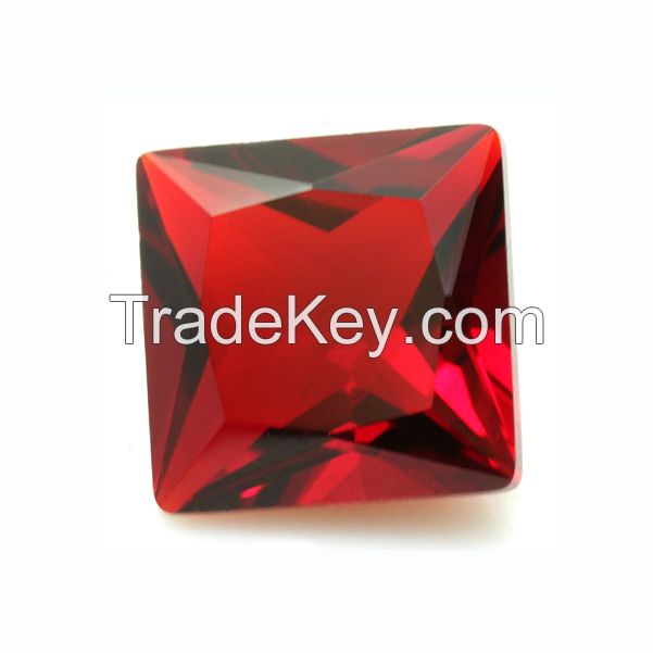 Princess Cut Red Glass Crystal