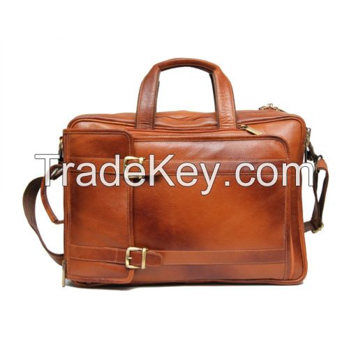 BBusiness Men Genuine Leather Brown Backpack cum Horizontal Laptop Office Bag