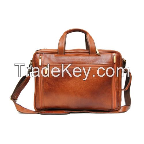 BBusiness Men Genuine Leather Brown Backpack cum Horizontal Laptop Office Bag