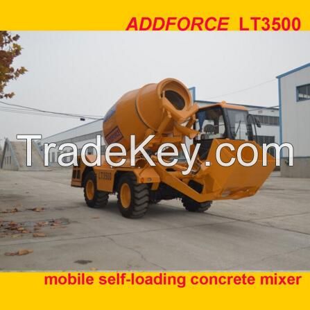 Concrete mixer with self pump, self loading concrete mixer truck