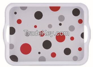 20.5 INCH DOUBLE HANDLE MELAMINE TRAY WITH DECALS