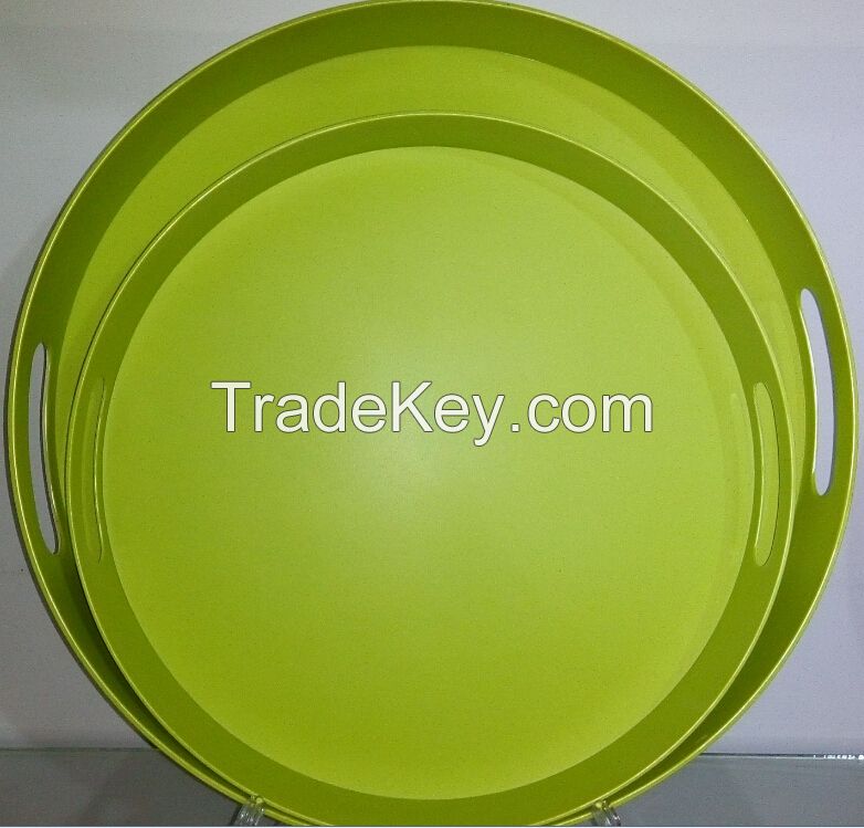 15 INCH DOUBLE HANDLE MELAMINE TRAY WITH DECALS