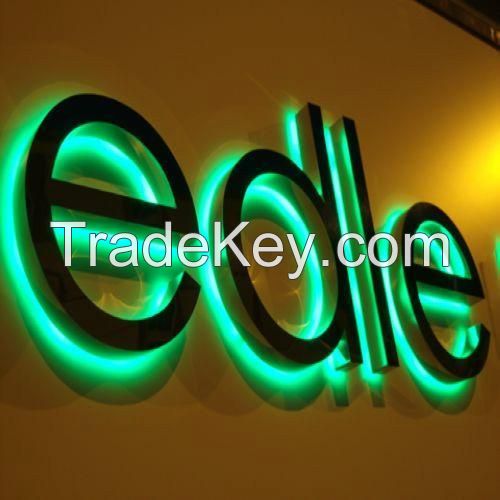 LED signs channel letter logo 3D signage stainless steel acrylic text characters 