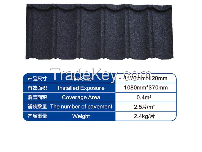 Stone Coated 6 Waves Classic Roof Tiles