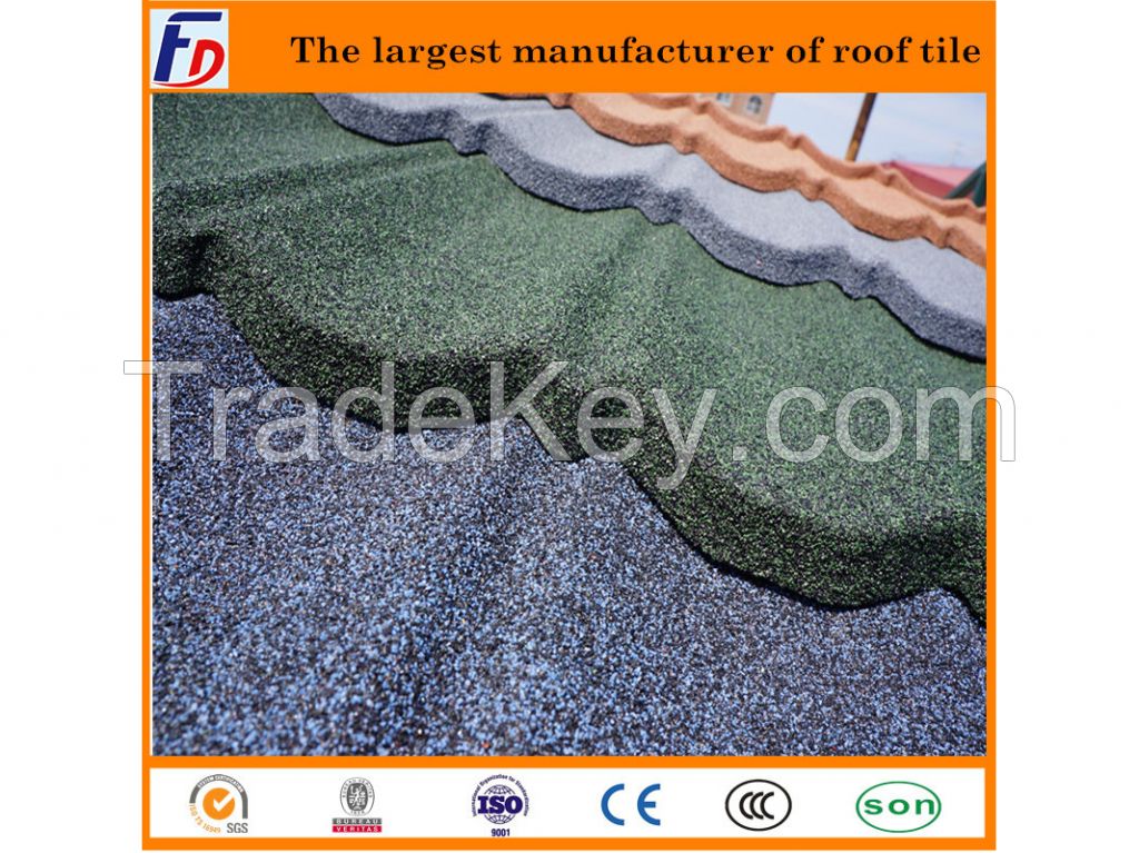 Stone Chips Coated 6 Waves Metal Classical Roof Tile