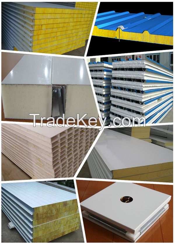 China building material Glass wool sandwich panel, glass wool sandwich wall panel,eps sandwich panel 100mm