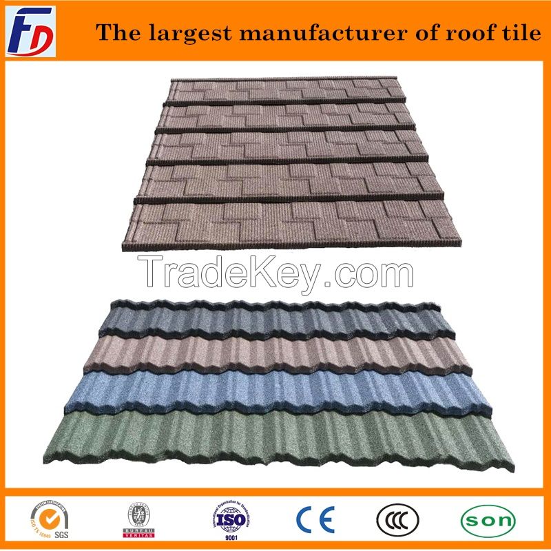 Most popular Stone Coated Chip Steel Roof Tile (Metal Roofing Sheets)