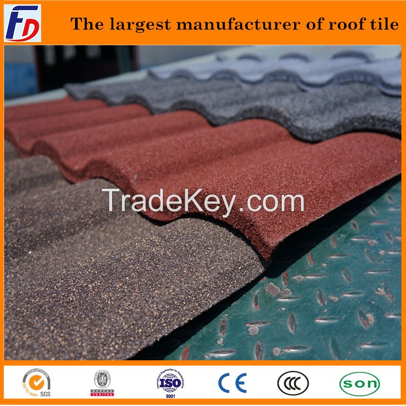 Fuda Red Color Classic Stone Coated Steel Roof Tiles