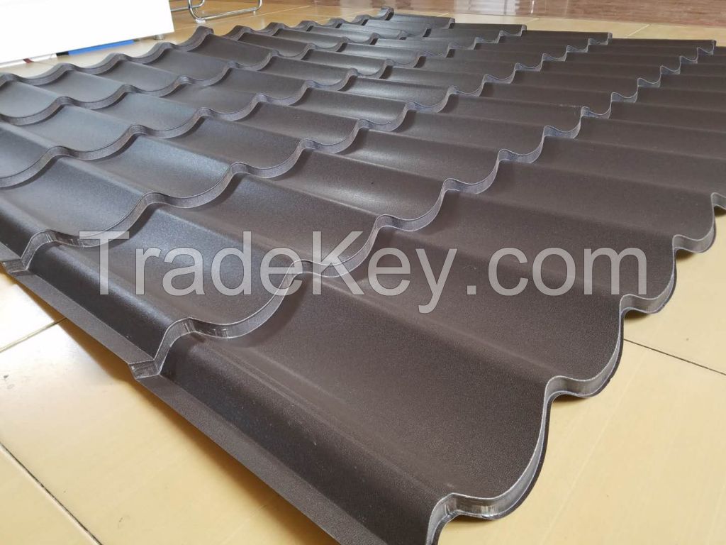 Al-zinc sand chip coated roof tiles prices for asia market