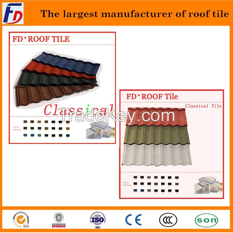Stone coated metal zinc types of house roofs