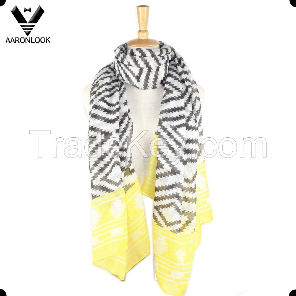 Lady's Fashion Aztec Pattern Zigzag Printed Scarf