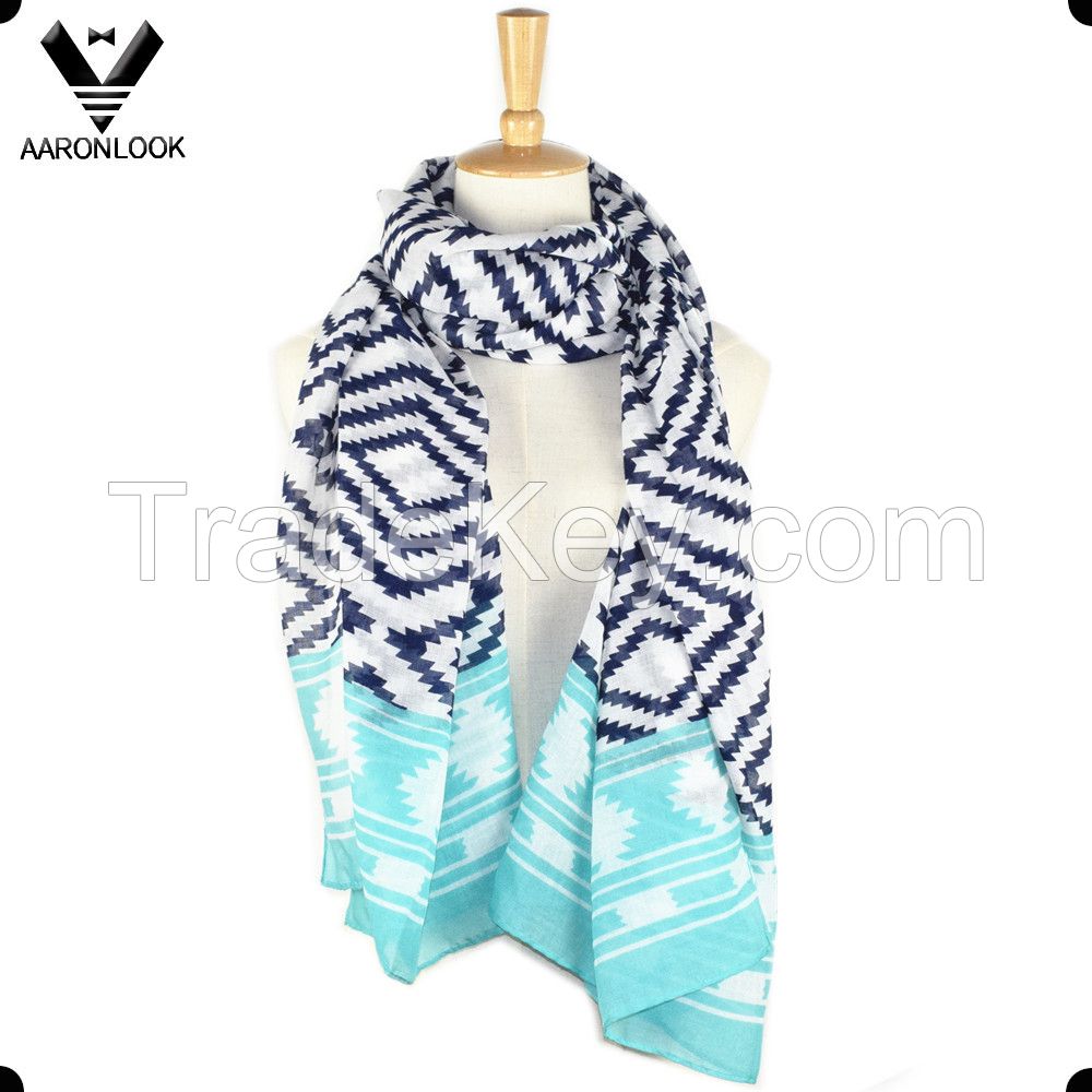 Lady's Fashion Aztec Pattern Zigzag Printed Scarf