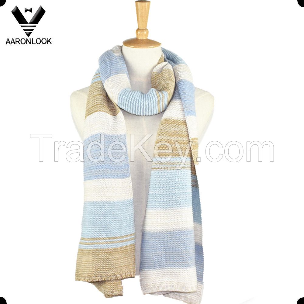 2016 latest fashion oversized stripe knitted scarf