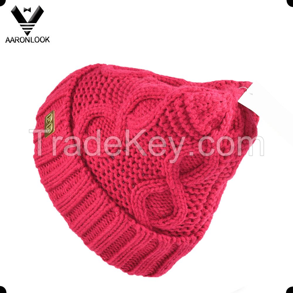 women's fashion winter cable knit beanie