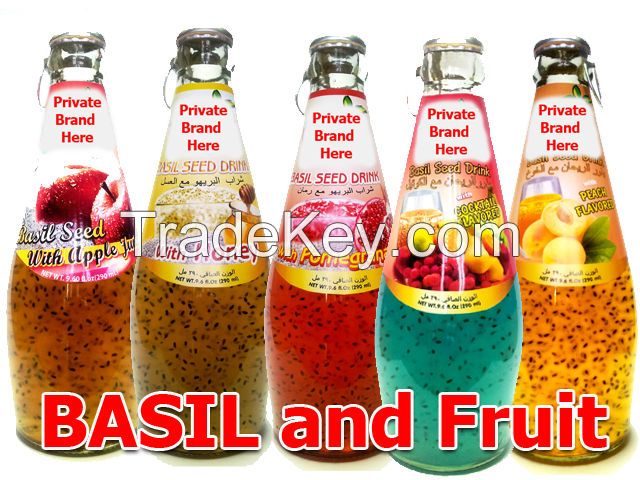 Pineapple Basil Seed Drink 290ML Glass bottle.