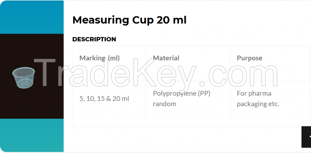 Measuring cup 10 ml / 15 ml / 17 ml / 20 ml / 24 ml / 25 ml / 30 ml