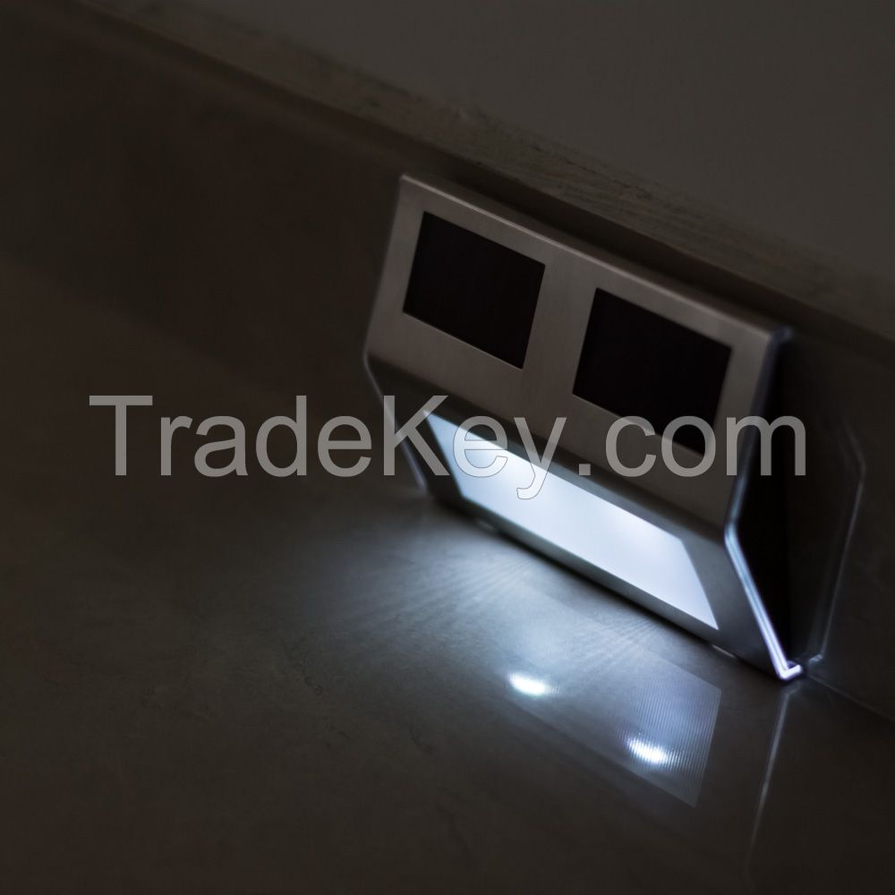 Solarmks Solar lights 2 LEDs White Solar Powered Staircase Step Light,