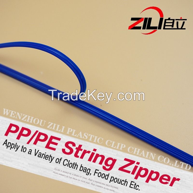 China Manufacturer Transparent PP/PE String Zipper For Stand Up Pouch