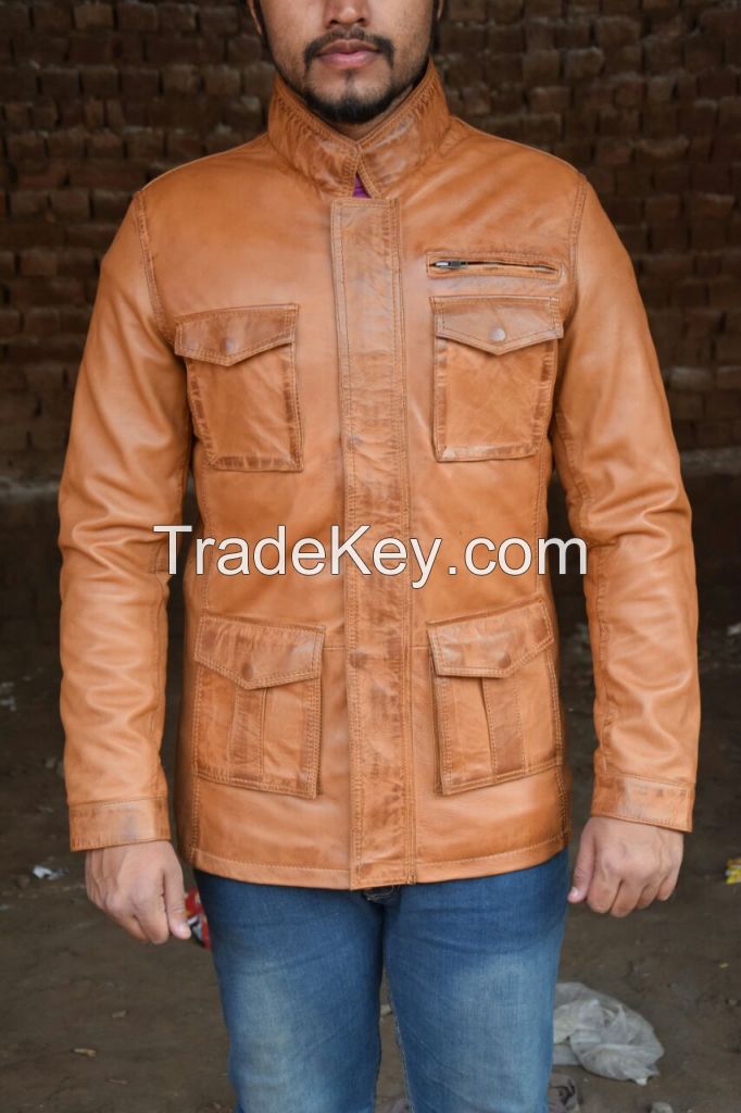 New Fashion Men 100%  Original Lamb Leather Fashion jacket Coat