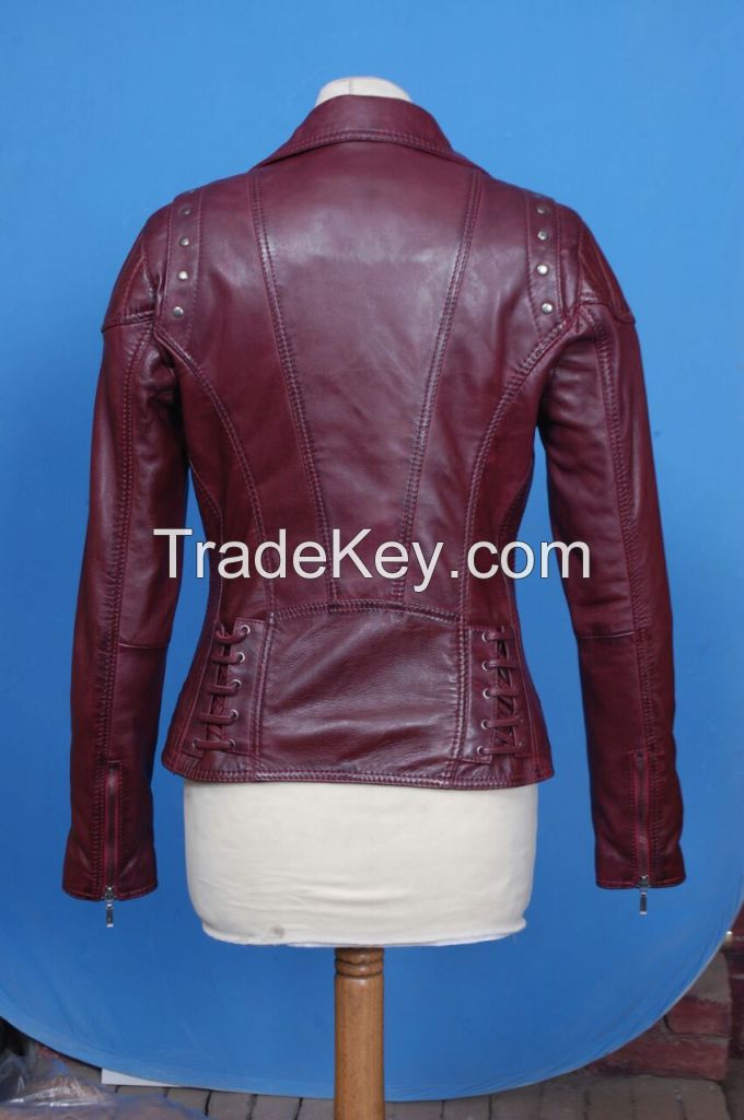 New Fashion Women 100%  Original Lamb Leather Fashion jacket Coat IUI 873