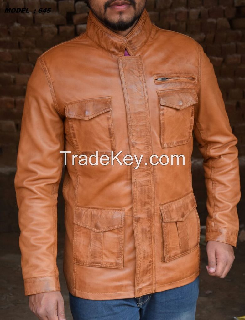 New Fashion Men 100%  Original Lamb Leather Fashion jacket Coat 