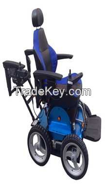 Climbing stairs electric motorized wheel chair OB-EW-003-1 Double Traveller Wheelchair with Double-Control&Chin-Control