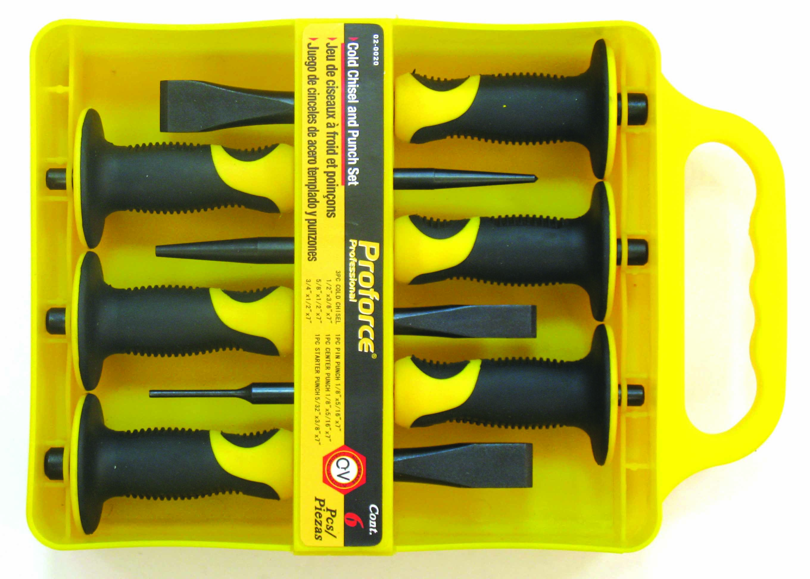 6PC COLD CHISEL AND PUNCH SET W/TPR HANDLE