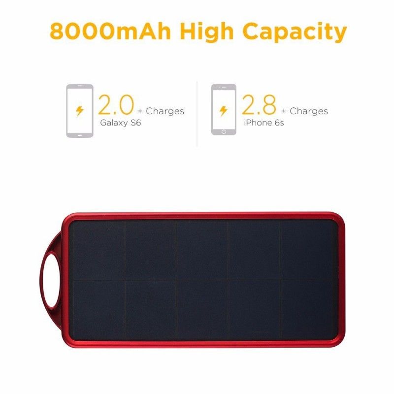 EasyAcc 8000mAn Solar Panel Power Bank