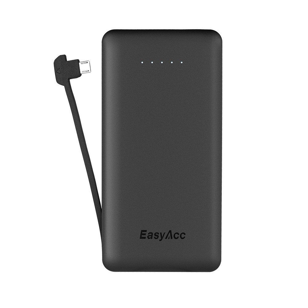 EasyAcc 6000mAh Ultra Slim Portable Battery  with Built-in Cable