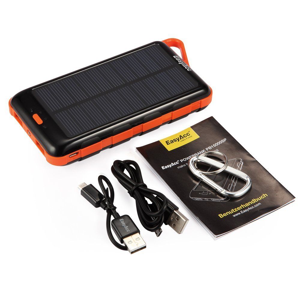 EasyAcc 15000mAh Solar Panel Power Bank