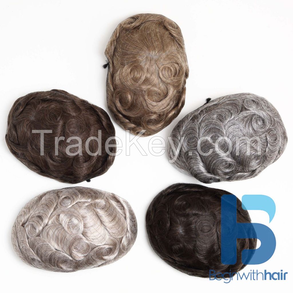 Natural Looking High Quality Human Hair Toupee, Thin Skin Stock Toupee For Men