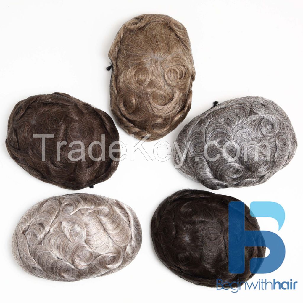 Super Thin Skin V-loops Men Toupee, High Quality Human Hair Wigs For Men