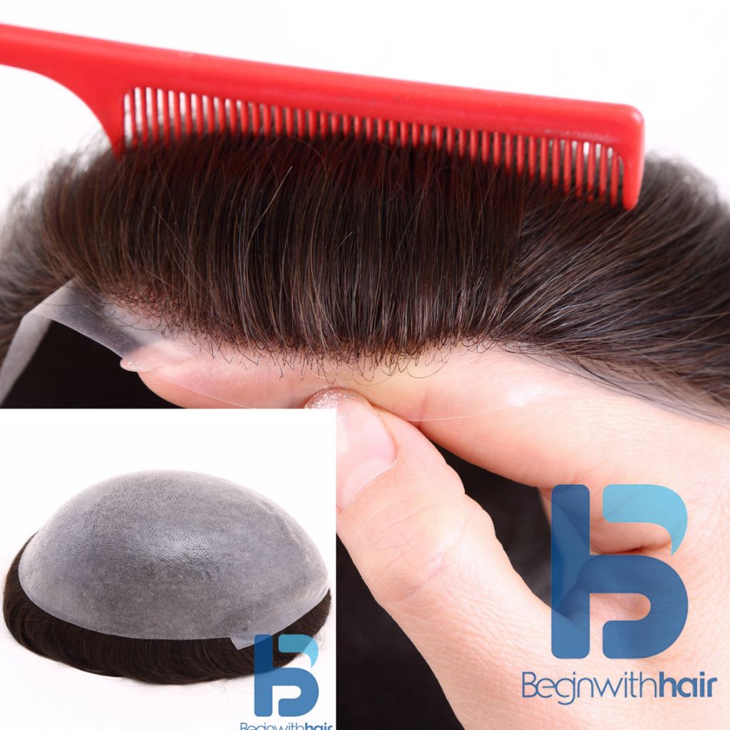 Readymade Top quality 100% Human Hair BIO Thin Skin Men's Hair Systems, Men's Toupee, Men's Hair Pieces
