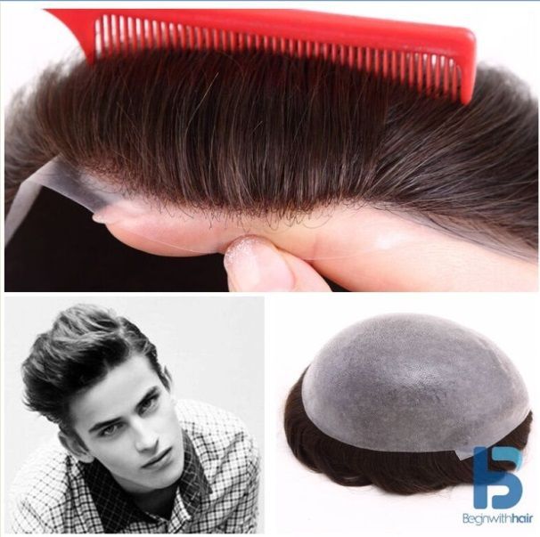 Natural Looking High Quality Human Hair Toupee, Thin Skin Stock Toupee For Men