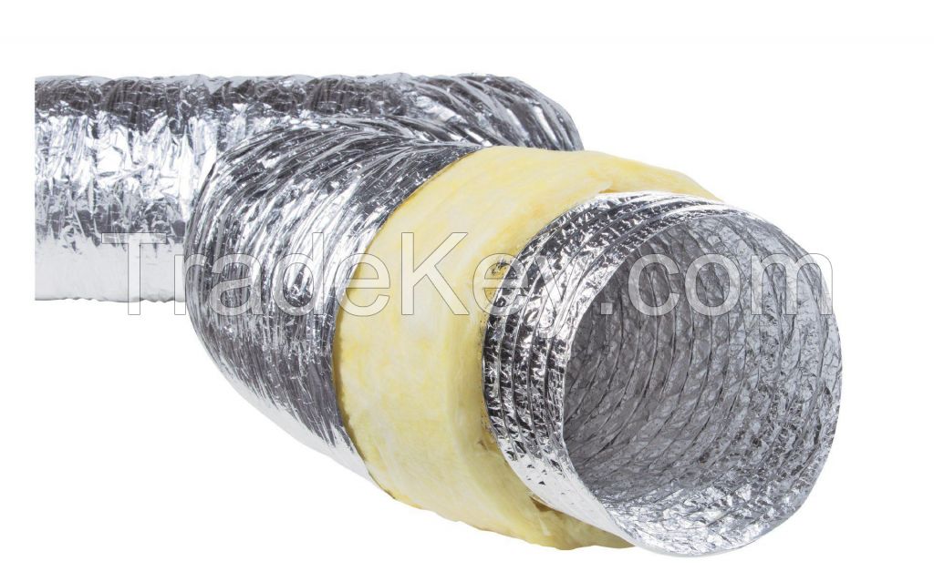 China factory light weight fire resistant 4inx10mts insulated aluminum flex duct