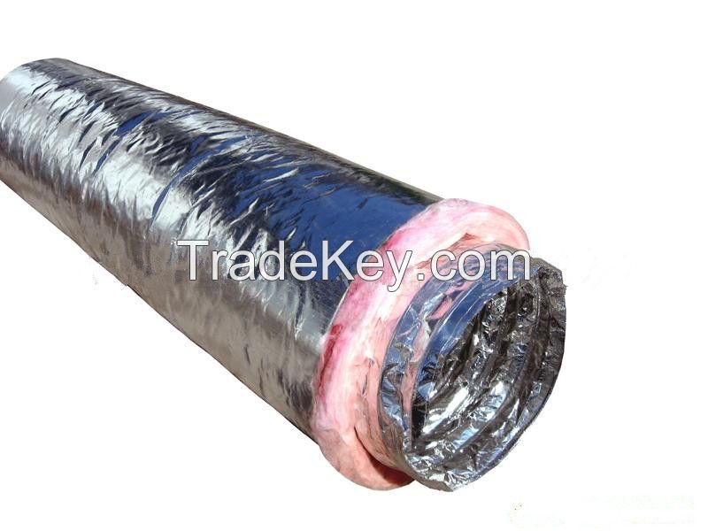 Excellent strength fire resistant reinforced 6 in x10mts insulated flexible air duct