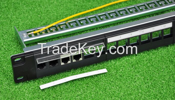 19" 1U UTP/STP 24Port  Unload Modular Blank Patch Panel with manager