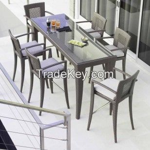 Skyline Designs Madison Rattan Rectangular 6 Seat Bar Stool and Table Set | Posh Garden Furniture UK