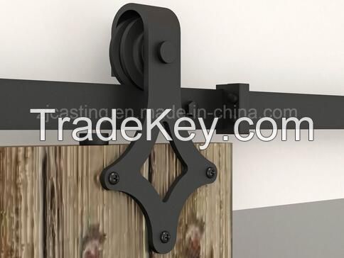 Rhombus black powder coating wooden sliding barn door hardware