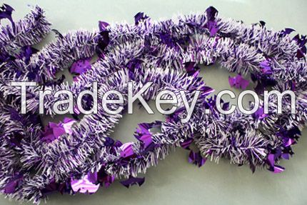 PET Christmas tinsel,tinsel flower garland