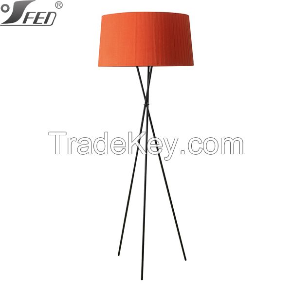 Carbon steel+ Fabric standing tripod floor light for ho